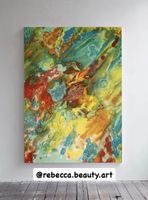 Abstraktes Bild handgemalt bunte Farben Leinwand 40x60 cm ne