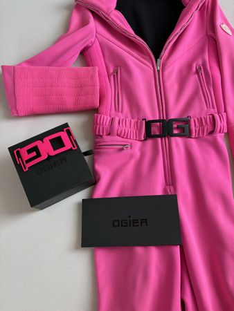 Combinaison de ski Ogier rose avec ceinture état neuf