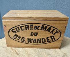 Alte kleine Holzkiste Dr. Wander Malzzucker / sucre de malt