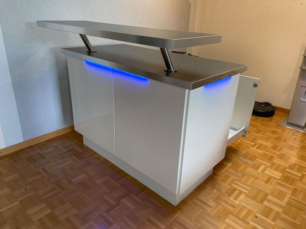 CDDUOLA Empfangstresen Mit LED-Licht - Theke Mit Schublade 60x40x96cm