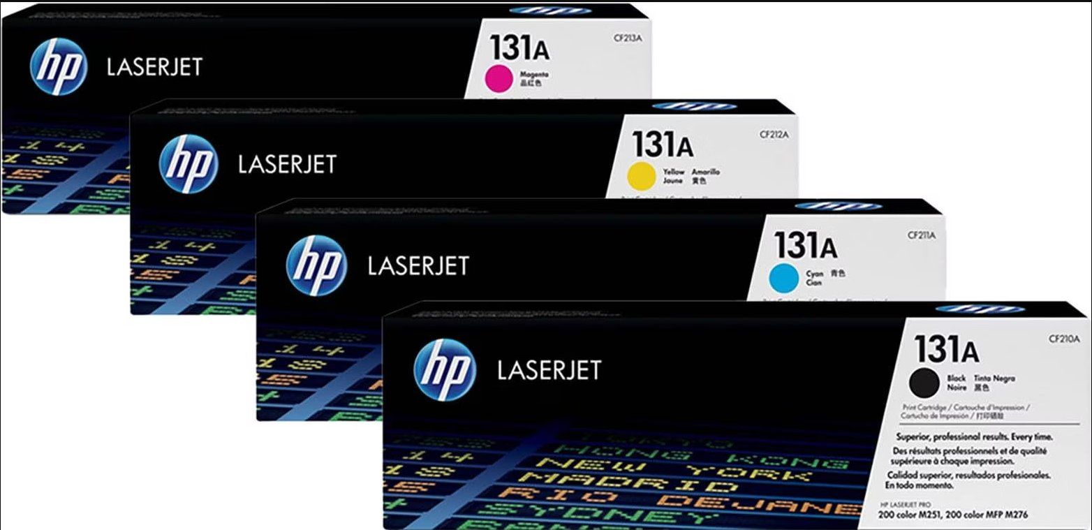 Hewlett Packard Cartucce per stampanti & toner: Toner HP Original CF210A / 131A SET mit allen vier Farben – Nuovo e nell'imballaggio originale da Ried b. Kerzers venduto da benobender
