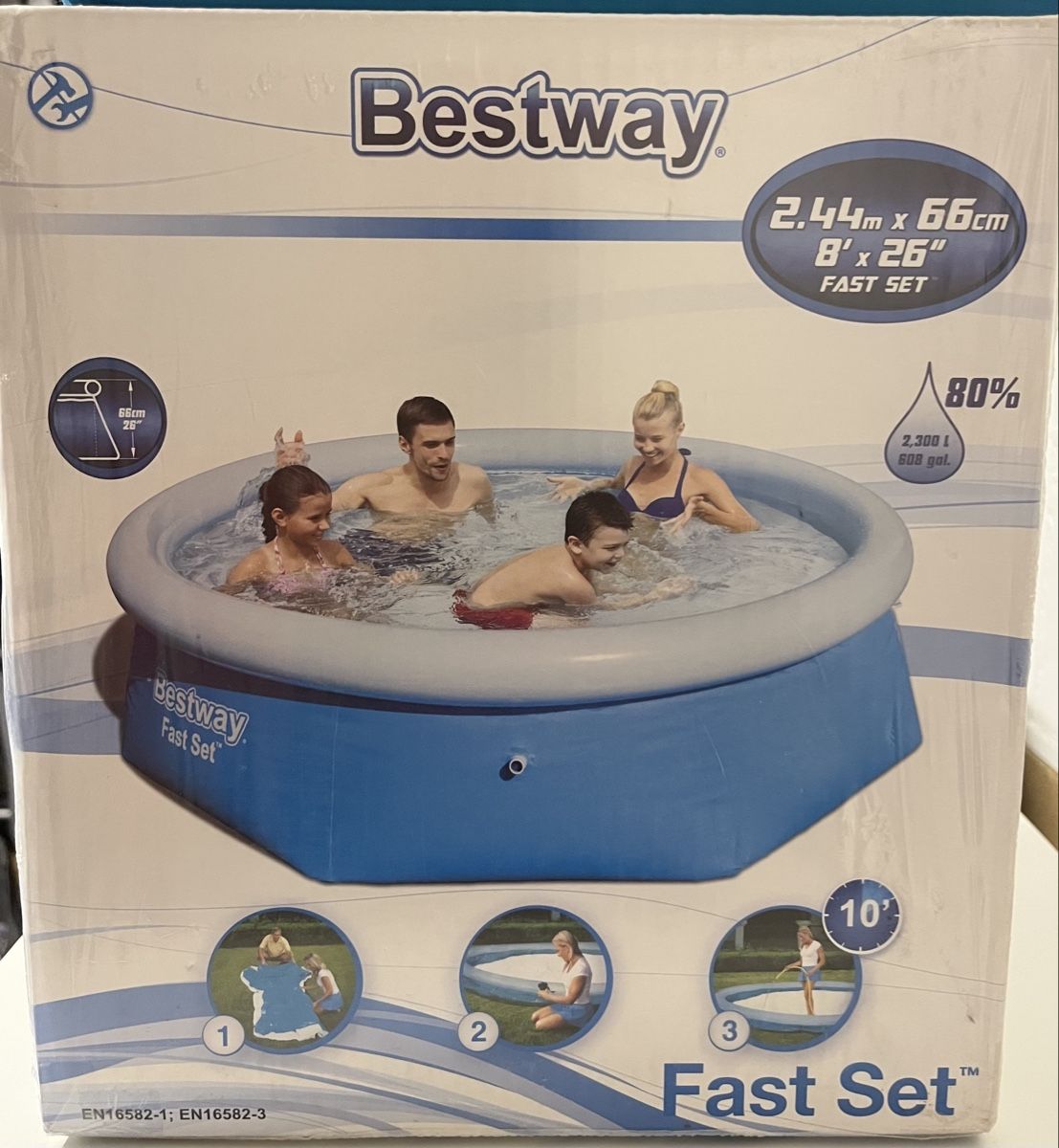 Bestway Schwimmbad: Neu: Bestway Fast Set Pool, 2.44m Durchmesser - Badespass! – Neu und originalverpackt aus Zürich von guti82