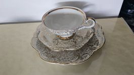 Set colazione 3pz in porcellana con decori dorati Bavaria