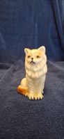 Keramikfigur Katze weiss beige sitzend guter Zustand
