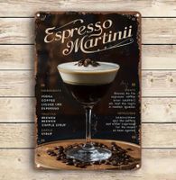 Espresso Martini Blechschild, Vintage Bar Deko, 20x30cm