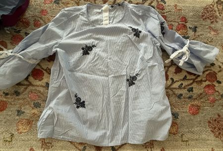River Woods - Blue & White Striped Shirt, Size 38