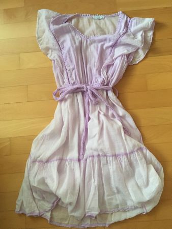 Robe d’été en coton violet légère  Parme avec volants TU