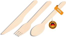 Holzbesteck Set 300-teilig – 100 Gabel/Löffel/Messer