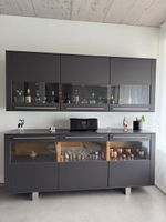 Moderne Wohnwand mit Sideboard und Hängeschrank  Anthrazit
