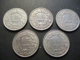 5 x 1.-Fr 1903-05-06-20-21-Superbes pièces Top qualité