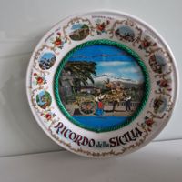 Antiker Keramik-Gedenkteller Ricordo Della Sicilia