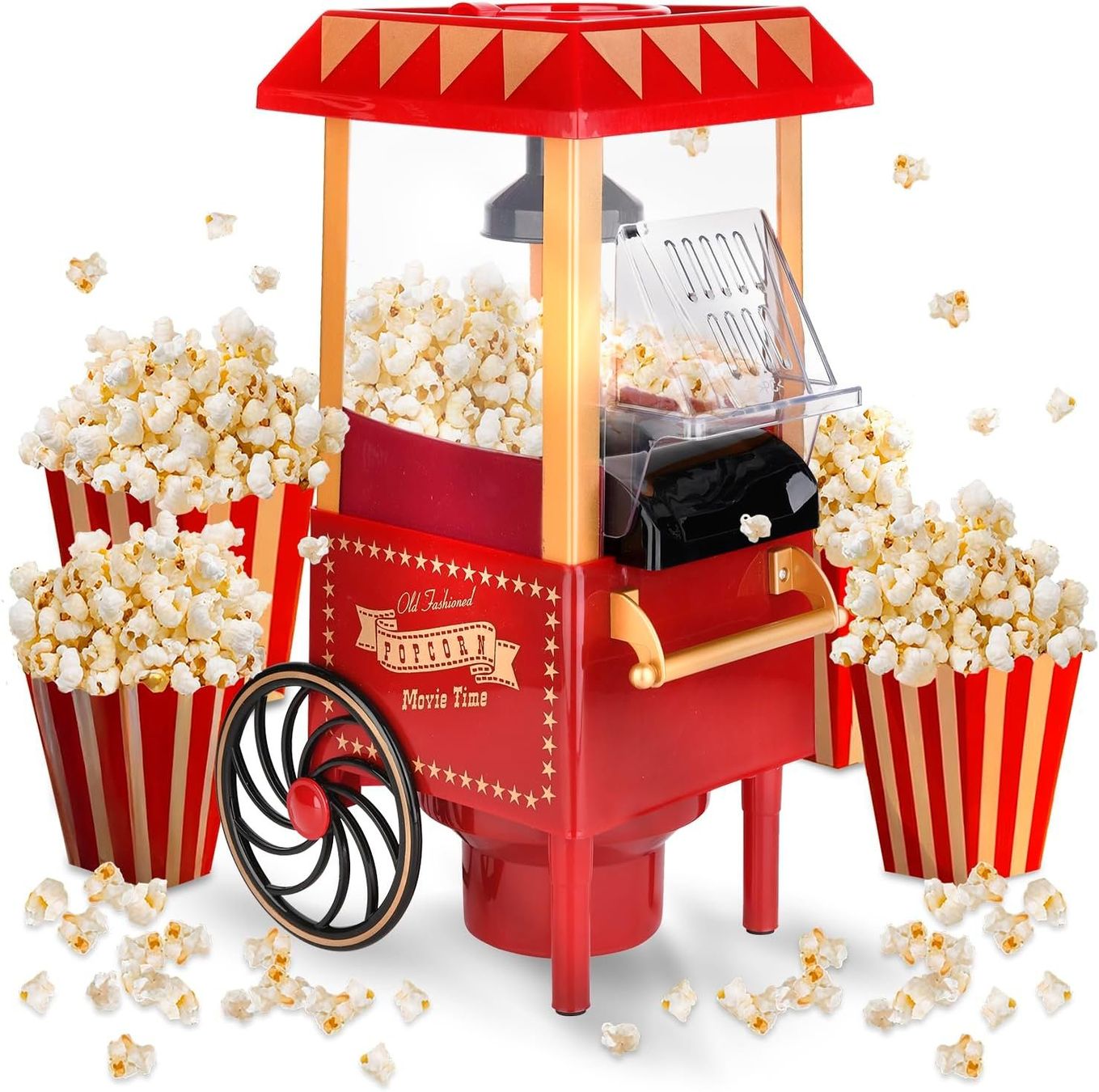 Küchengeräte: Popcornmaschine Heissluft Popcorn Maker Retro 1200W Rot – Neu und originalverpackt aus Wittenbach von VELARO