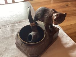 Ours sculpté + pipe objets de fumeur