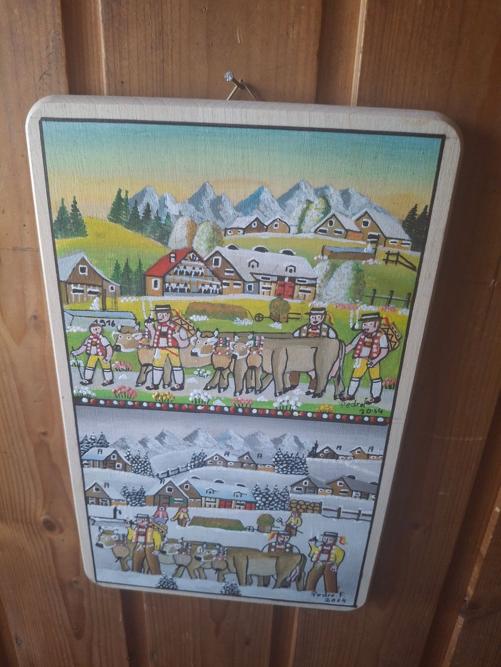 Gemälde: Holzbrett Bild Sommer ---  Winter ** 7 – Gebraucht aus Zürich von Soragno50