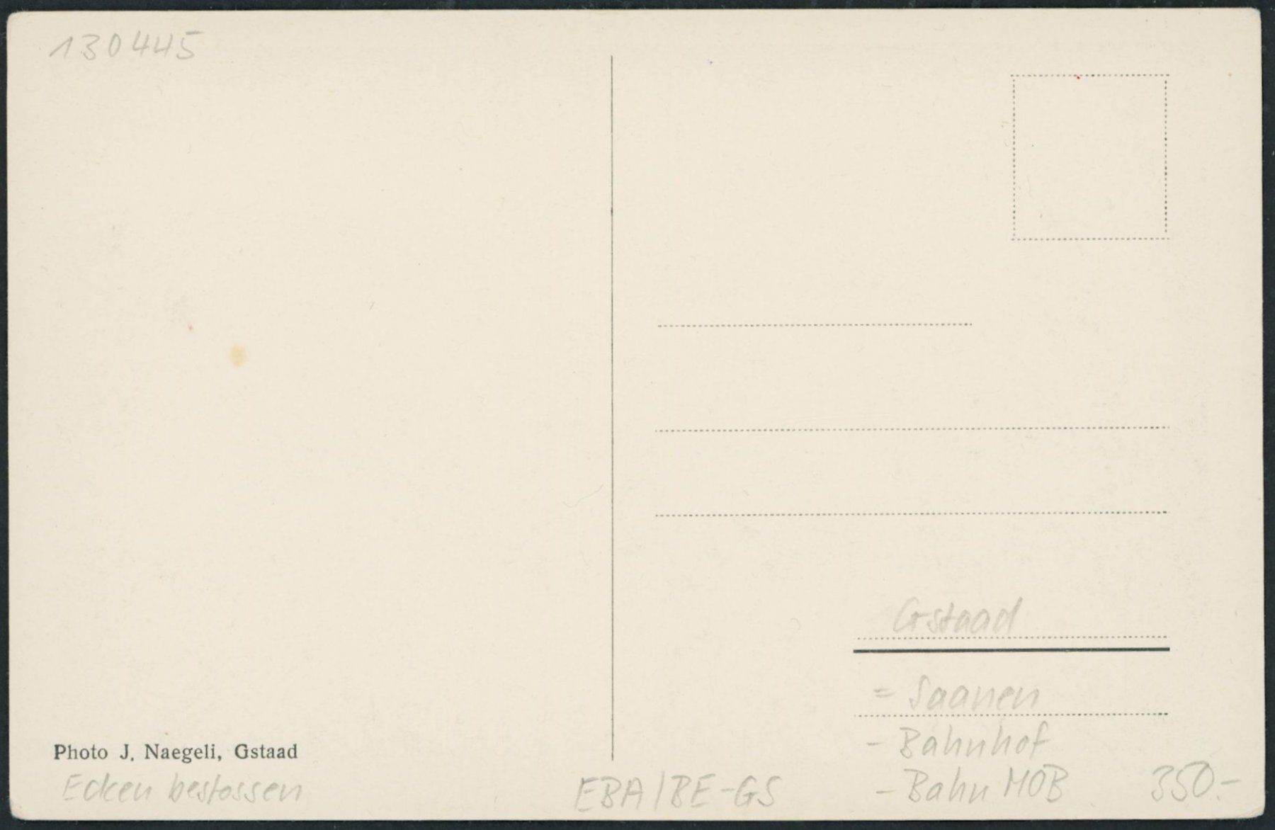 Cartoline postali: BE Gstaad - Bahnhof - Bahn MOB - Saanen – Nuovo (secondo la descrizione) da Schindellegi venduto da dolpitz 1