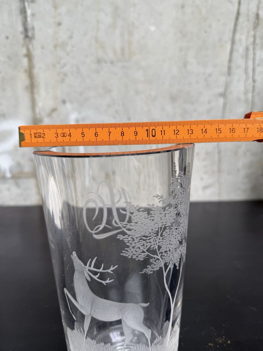 Bicchieri: Vintage Deer Engraved Glass – Usato da Lausanne venduto da artnouveau04 5