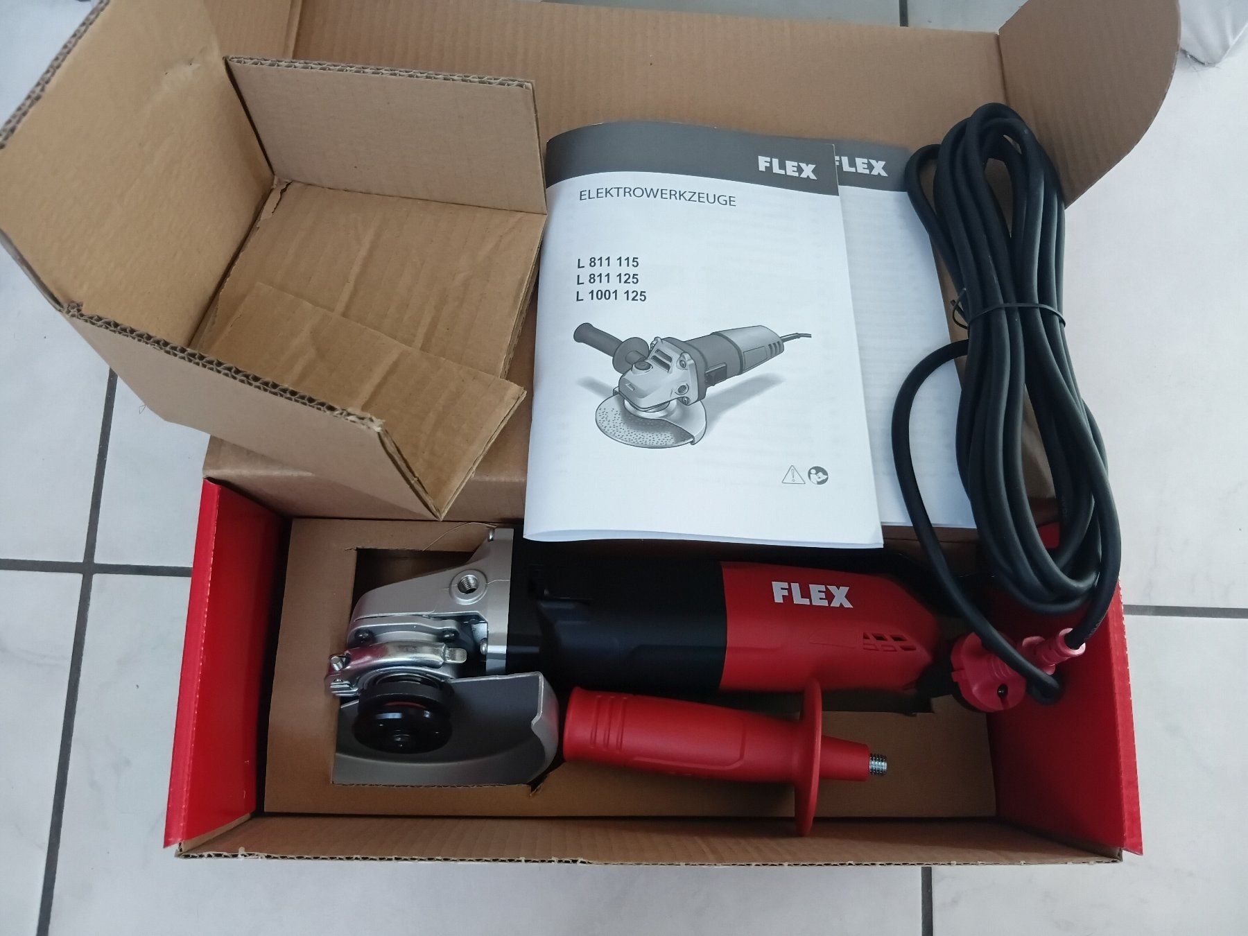 Flex Schleifen & Polieren: Winkelschleifer FLEX Mod. L-1001-125, neu, mit Scheiben – Neu und originalverpackt aus Igis von lebi 1