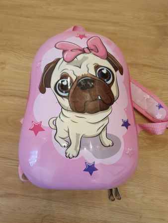 Hartschalen Rucksack pink mit Mops für Kinder