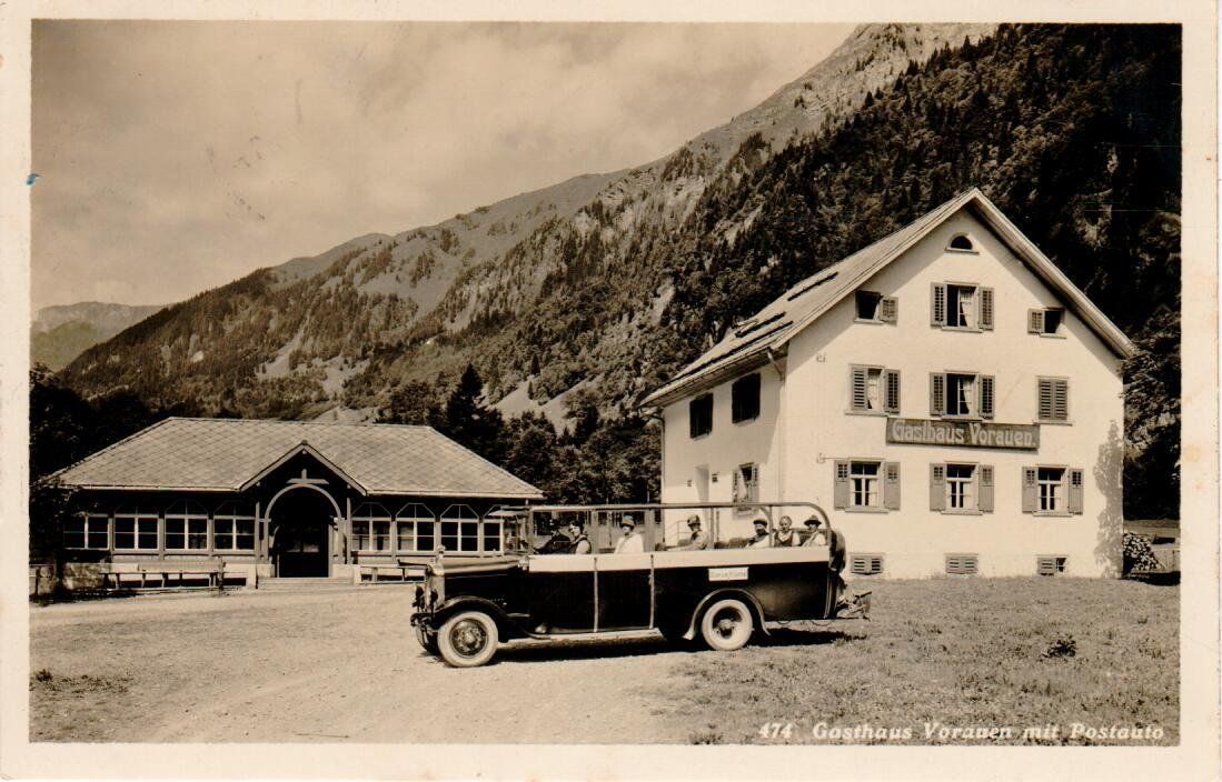 Cartes postales: Gasthaus Vorauen mit Postauto  1929 – D'occasion à Wolhusen par Curver9