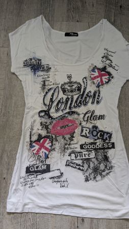 Damen T-Shirt weiss Jane Norman Grösse M bedruckt