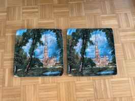 2 Kissenhüllen Kathedrale Dekokissen Vintage 45x45 cm
