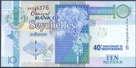Seychellen 10 Rupie 2013 P-52 UNC, Commemorative 40y