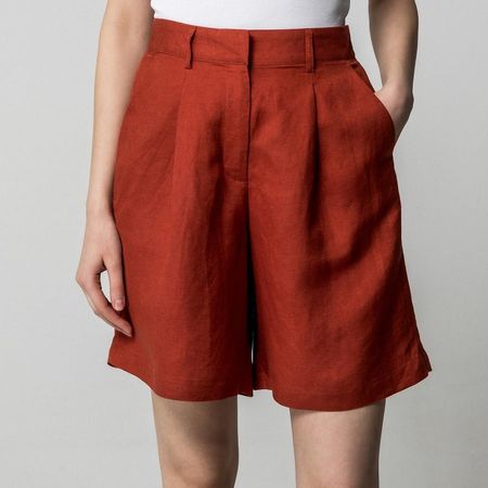 Bermuda Shorts rostrot Leinen Grösse 38 / M Manor neuwertig
