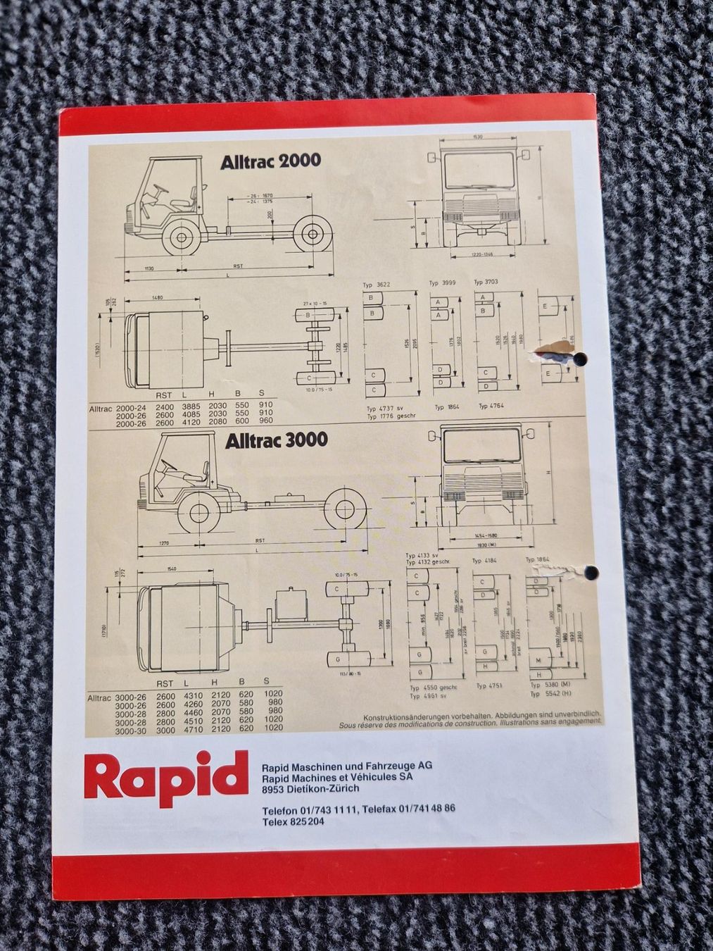Rapid Trattori: Original Prospekt Rapid Alltrac 2000 / 3000 Transporter – Usato da Dürnten venduto da Bachtel84 5