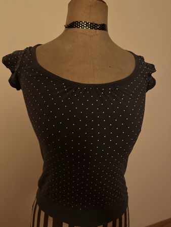 Esprit T-Shirt Punkte Grau Grösse S Top Zustand