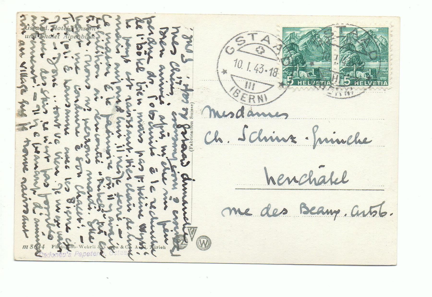 Cartoline postali: GSTAAD Hotel Alpenblick – Usato da Jona venduto da philajona 1