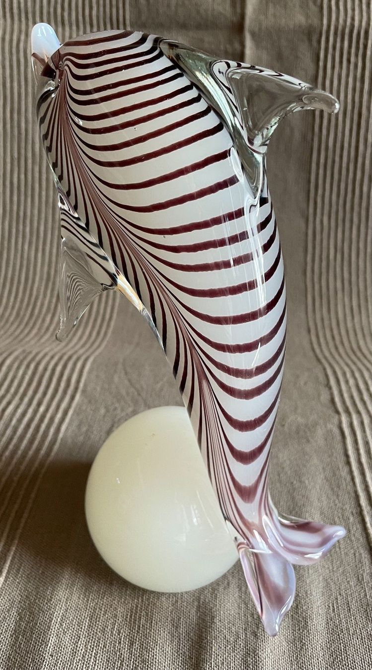 Murano Statuette: Delfin Glas von Murano weiss Zebramuster – Nuovo (secondo la descrizione) da Bern venduto da Chraebu2 4