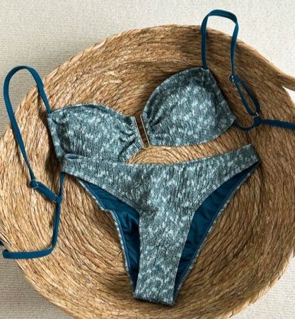 Bikini Set Gr. M,  Türkis-Grau-Weiss, NEU!