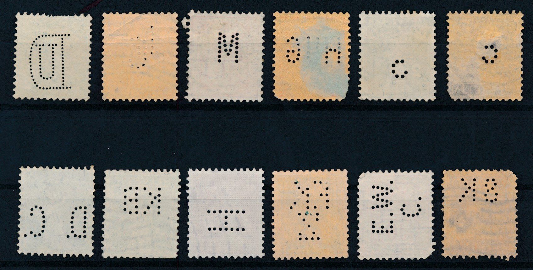 Alle Briefmarken: 12 Perfin's – Gebraucht aus Bonau von Profila3