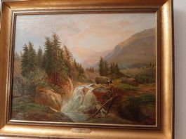 Antikes feines Oelbild. Haslital signiert 1875