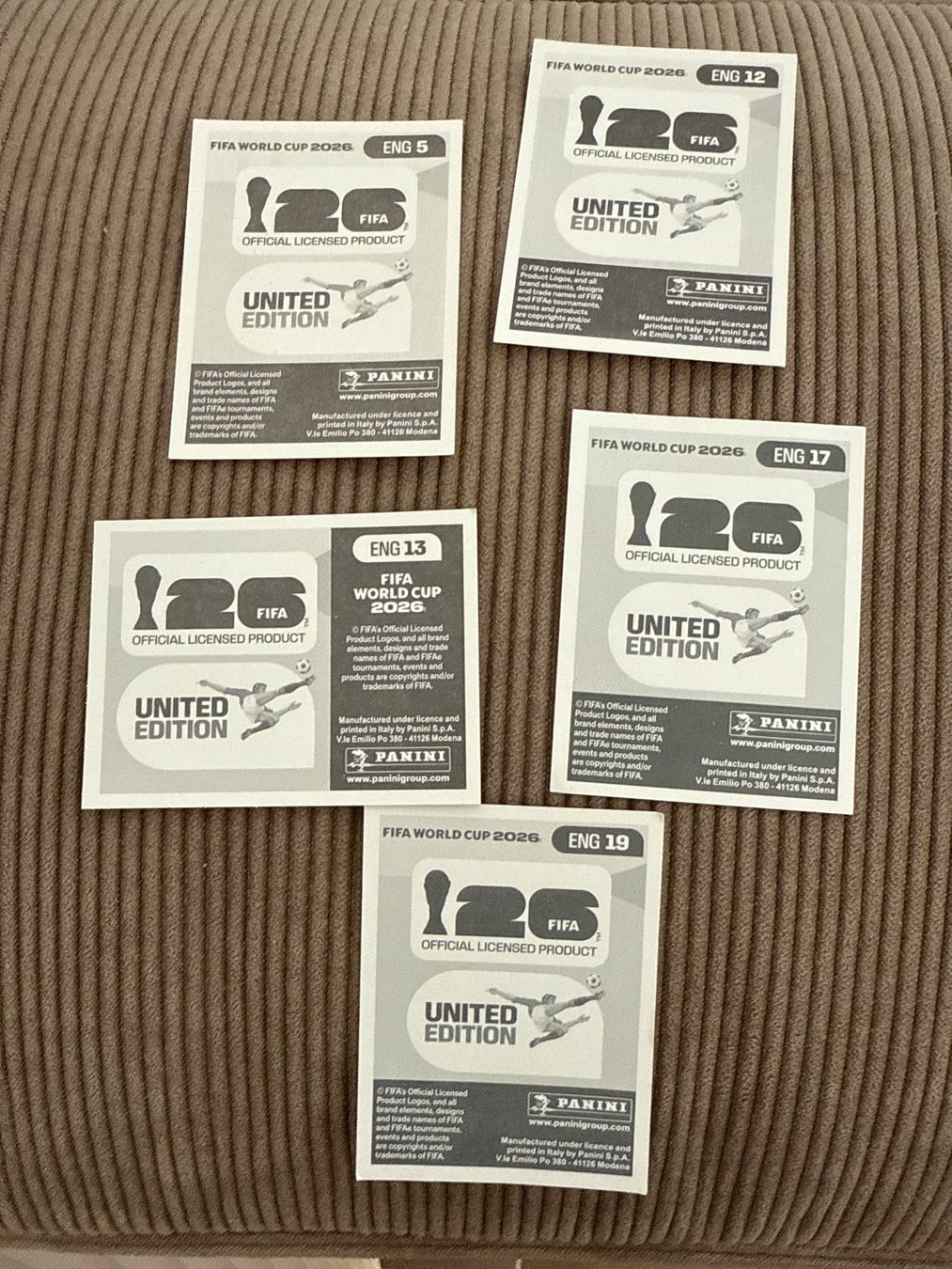 Panini Carte collezionabili: ENG 5,12,13,17,19 – Nuovo e nell'imballaggio originale da Savigny venduto da Kinderboutique
