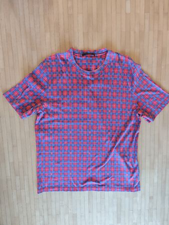 Louis Vuitton kariertes T-Shirt rot-blau, Gr. L-XL