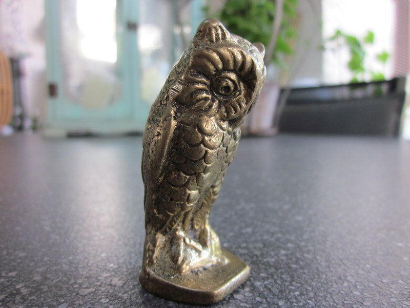 Figuren: Kleine alte Messingfigur Eule massiv, Höhe 6 cm – Gebraucht aus Bischofszell von raika 6