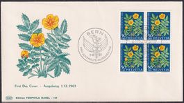 1961, J188-192, Viererblöcke. BLUMEN adresslosen FDC's, LP!