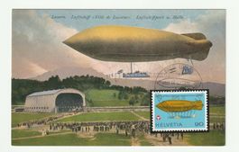 Offizielle Postkarte LUPO 1975 Luzern Zeppelin
