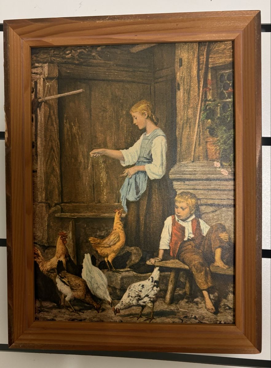 Foto & Immagini: Bild Albert Anker Mädchen Hühnerfütternd – Usato da Uznach venduto da j.g.gashi