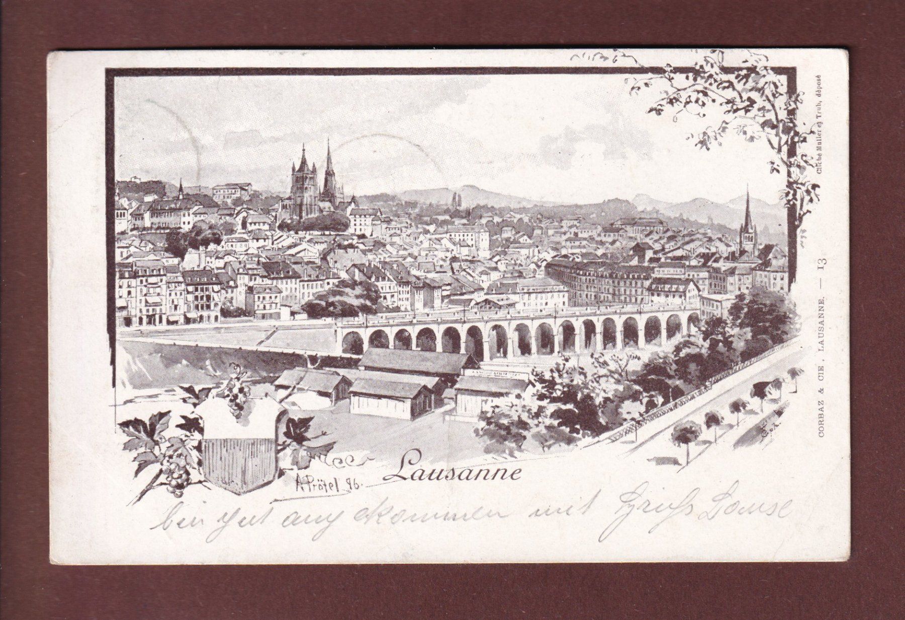 Cartoline postali: LAUSANNE - Grand Pont - 1899 – Usato da Pully venduto da nicecards