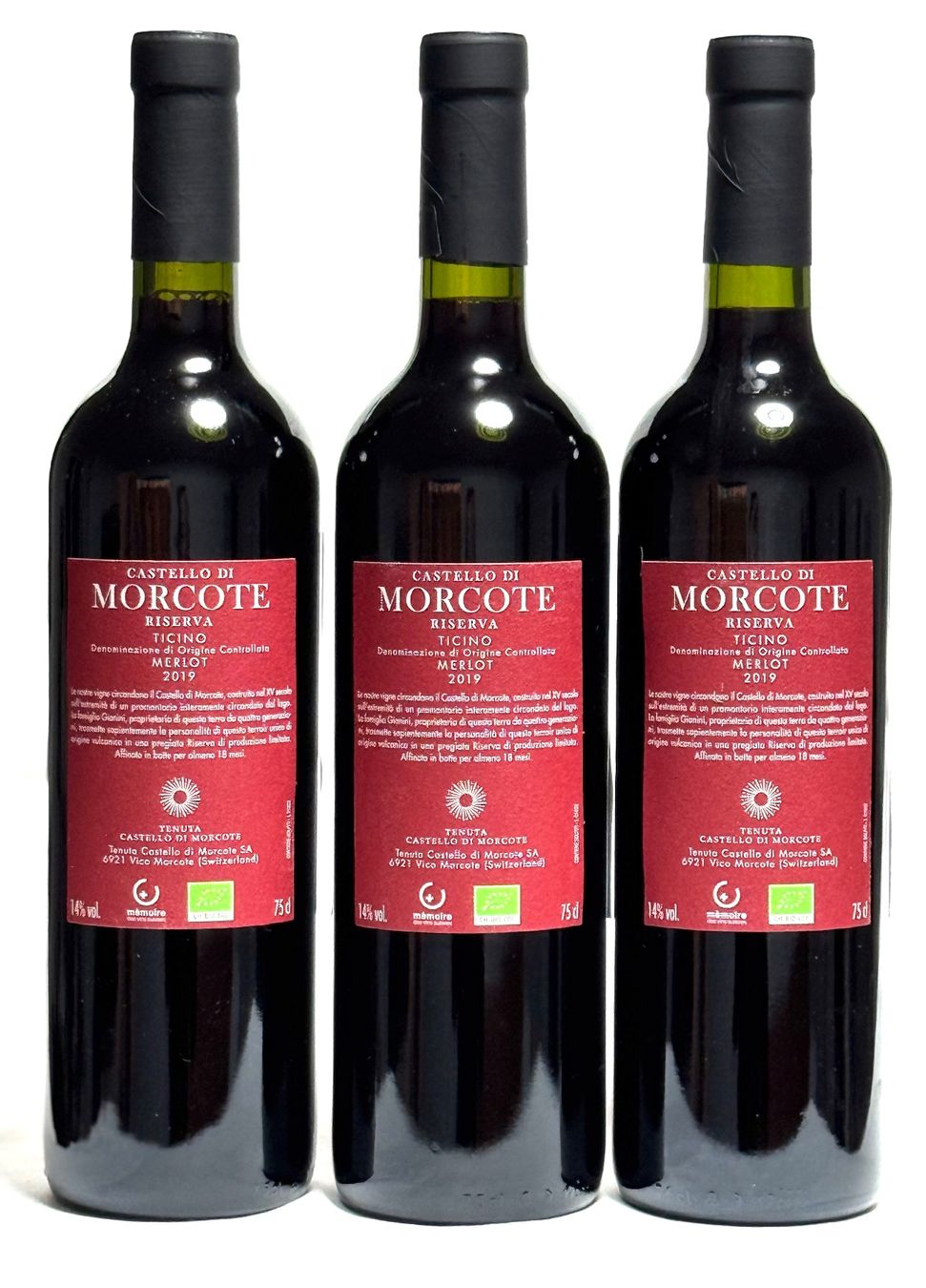 Vino: 3 x TENUTA CASTELLO DI MORCOTE RISERVA 2019 – Nuovo e nell'imballaggio originale da Sils/Segl Baselgia venduto da myCantina 1