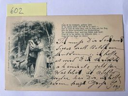 Alte Postkarte, Ansicht mit Gedicht, 1898 mit Stempel