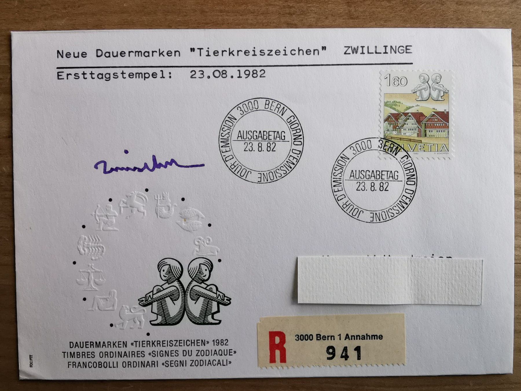 Tutti i francobolli: Ersttag   Dauermarken  Tierkreiszeichen  Autogramm  Schopfer – Usato da Rheineck venduto da kat_7gld 4