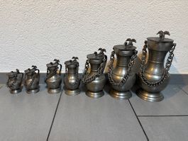 7 er Set Walliser Zinnkannen ( Versand auch möglich )