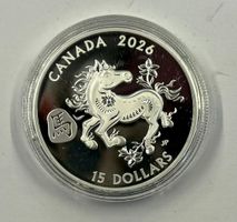 (462) Canada, 2026, 15 Dollars, pp, Pferd, orig. Etui unze