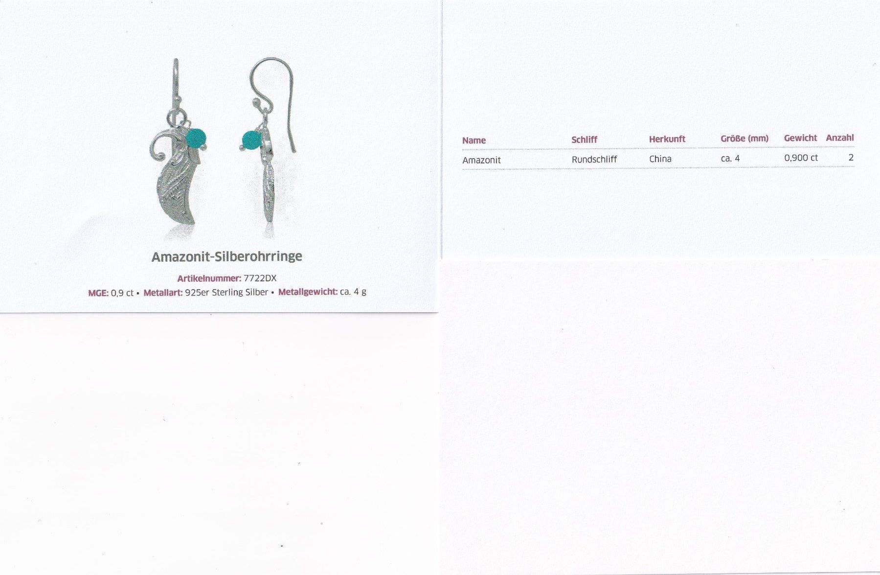 Orecchini pendenti & Orecchini a lobo: Echtschmuck: Amazonit-Silberohrhänger – Nuovo (secondo la descrizione) da Zuchwil venduto da maumauchi 1