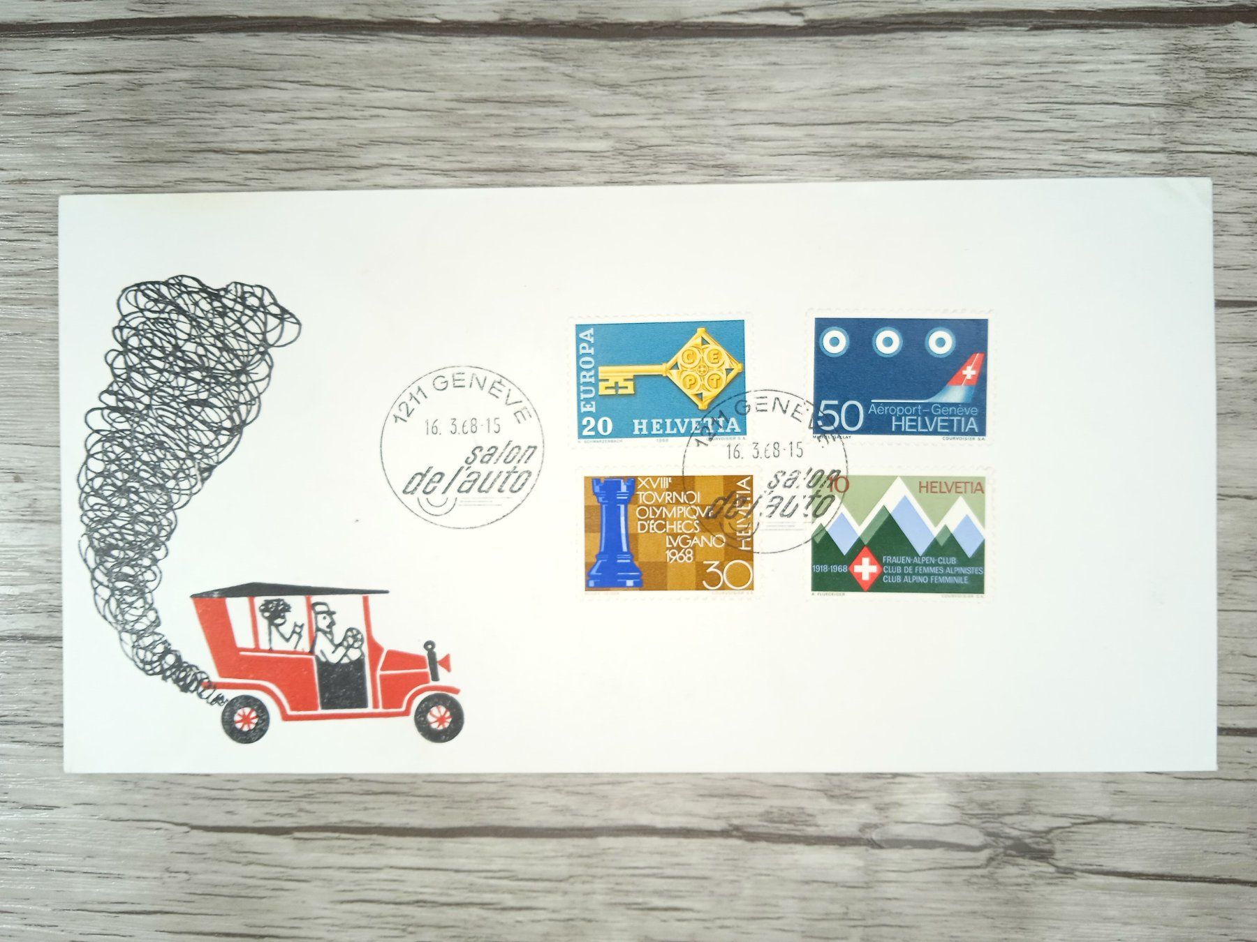 Tutti i francobolli: TR100 Enveloppe + Timbre Suisse 1968 – Usato da Cousset venduto da Patrick_Collections