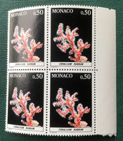 4er Block Briefmarken aus Monaco Mediterrane Fauna 1980