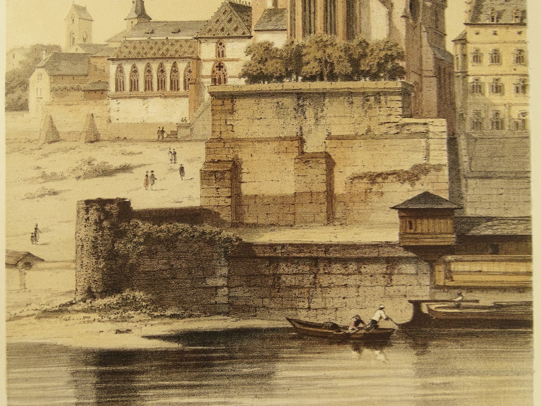Grafica & Litografie: DAS MÜNSTER ZU BASEL, LITHOGRAPHIE 1860 – Usato da Grüningen venduto da Kartensammler 3